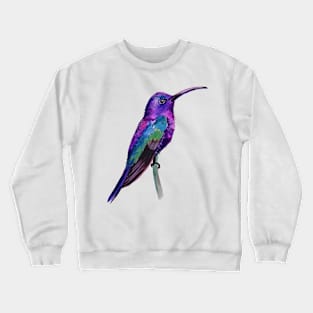 Violet Saberwing Hummingbird Watercolor Painting Crewneck Sweatshirt